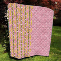 Hawaii Shell Tiare Anthurium Heliconia Lei Quilt With Tapa Pattern Baby Pink LT05 - Polynesian Pride