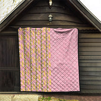 Hawaii Shell Tiare Anthurium Heliconia Lei Quilt With Tapa Pattern Baby Pink LT05 - Polynesian Pride
