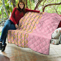 Hawaii Shell Tiare Anthurium Heliconia Lei Quilt With Tapa Pattern Baby Pink LT05 - Polynesian Pride
