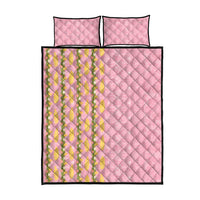 Hawaii Shell Tiare Anthurium Heliconia Lei Quilt Bed Set With Tapa Pattern Baby Pink LT05 - Polynesian Pride