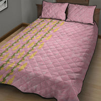 Hawaii Shell Tiare Anthurium Heliconia Lei Quilt Bed Set With Tapa Pattern Baby Pink LT05 - Polynesian Pride