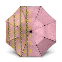 Hawaii Shell Tiare Anthurium Heliconia Lei Umbrella With Tapa Pattern Baby Pink LT05 One Size Folded 11.42 inch Opened Diameter 37.4 inch Pink - Polynesian Pride
