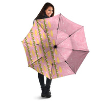 Hawaii Shell Tiare Anthurium Heliconia Lei Umbrella With Tapa Pattern Baby Pink LT05 - Polynesian Pride