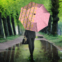 Hawaii Shell Tiare Anthurium Heliconia Lei Umbrella With Tapa Pattern Baby Pink LT05 - Polynesian Pride