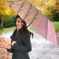 Hawaii Shell Tiare Anthurium Heliconia Lei Umbrella With Tapa Pattern Baby Pink LT05 - Polynesian Pride