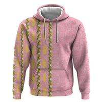 Hawaii Shell Tiare Anthurium Heliconia Lei Zip Hoodie With Tapa Pattern Baby Pink LT05 Pullover Hoodie Pink - Polynesian Pride