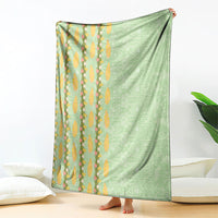 Hawaii Shell Tiare Anthurium Heliconia Lei Blanket With Tapa Pattern Baby Green LT05 - Polynesian Pride