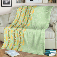 Hawaii Shell Tiare Anthurium Heliconia Lei Blanket With Tapa Pattern Baby Green LT05 - Polynesian Pride