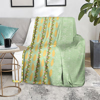 Hawaii Shell Tiare Anthurium Heliconia Lei Blanket With Tapa Pattern Baby Green LT05 - Polynesian Pride