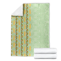 Hawaii Shell Tiare Anthurium Heliconia Lei Blanket With Tapa Pattern Baby Green LT05 - Polynesian Pride