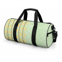 Hawaii Shell Tiare Anthurium Heliconia Lei Duffle Bag With Tapa Pattern Baby Green LT05 - Polynesian Pride