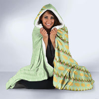 Hawaii Shell Tiare Anthurium Heliconia Lei Hooded Blanket With Tapa Pattern Baby Green LT05 - Polynesian Pride