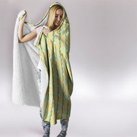 Hawaii Shell Tiare Anthurium Heliconia Lei Hooded Blanket With Tapa Pattern Baby Green LT05 - Polynesian Pride