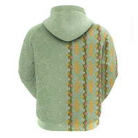 Hawaii Shell Tiare Anthurium Heliconia Lei Hoodie With Tapa Pattern Baby Green LT05 - Polynesian Pride