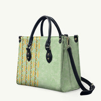 Hawaii Shell Tiare Anthurium Heliconia Lei Leather Bag With Tapa Pattern Baby Green LT05 Green - Polynesian Pride