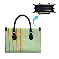 Hawaii Shell Tiare Anthurium Heliconia Lei Leather Bag With Tapa Pattern Baby Green LT05 - Polynesian Pride