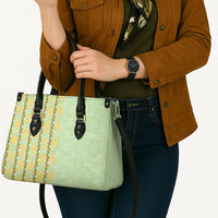 Hawaii Shell Tiare Anthurium Heliconia Lei Leather Bag With Tapa Pattern Baby Green LT05 - Polynesian Pride