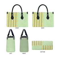 Hawaii Shell Tiare Anthurium Heliconia Lei Leather Bag With Tapa Pattern Baby Green LT05 - Polynesian Pride