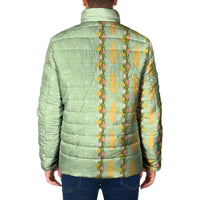 Hawaii Shell Tiare Anthurium Heliconia Lei Padded Jacket With Tapa Pattern Baby Green LT05 - Polynesian Pride