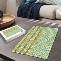 Hawaii Shell Tiare Anthurium Heliconia Lei Puzzle With Tapa Pattern Baby Green LT05 - Polynesian Pride