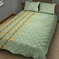 Hawaii Shell Tiare Anthurium Heliconia Lei Quilt Bed Set With Tapa Pattern Baby Green LT05 - Polynesian Pride