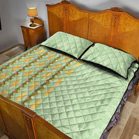 Hawaii Shell Tiare Anthurium Heliconia Lei Quilt Bed Set With Tapa Pattern Baby Green LT05 - Polynesian Pride