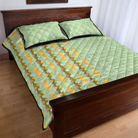 Hawaii Shell Tiare Anthurium Heliconia Lei Quilt Bed Set With Tapa Pattern Baby Green LT05 - Polynesian Pride