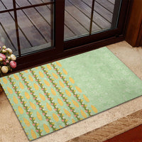 Hawaii Shell Tiare Anthurium Heliconia Lei Rubber Doormat With Tapa Pattern Baby Green LT05 - Polynesian Pride