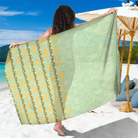 Hawaii Shell Tiare Anthurium Heliconia Lei Sarong With Tapa Pattern Baby Green LT05 One Size 44 x 66 inches Green - Polynesian Pride