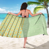 Hawaii Shell Tiare Anthurium Heliconia Lei Sarong With Tapa Pattern Baby Green LT05 - Polynesian Pride