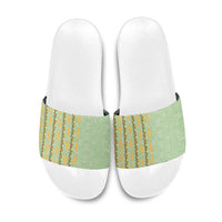 Hawaii Shell Tiare Anthurium Heliconia Lei Slide Sandals With Tapa Pattern Baby Green LT05 Green - Polynesian Pride