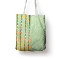 Hawaii Shell Tiare Anthurium Heliconia Lei Tote Bag With Tapa Pattern Baby Green LT05 - Polynesian Pride