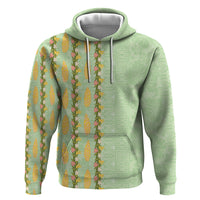 Hawaii Shell Tiare Anthurium Heliconia Lei Zip Hoodie With Tapa Pattern Baby Green LT05 Pullover Hoodie Green - Polynesian Pride