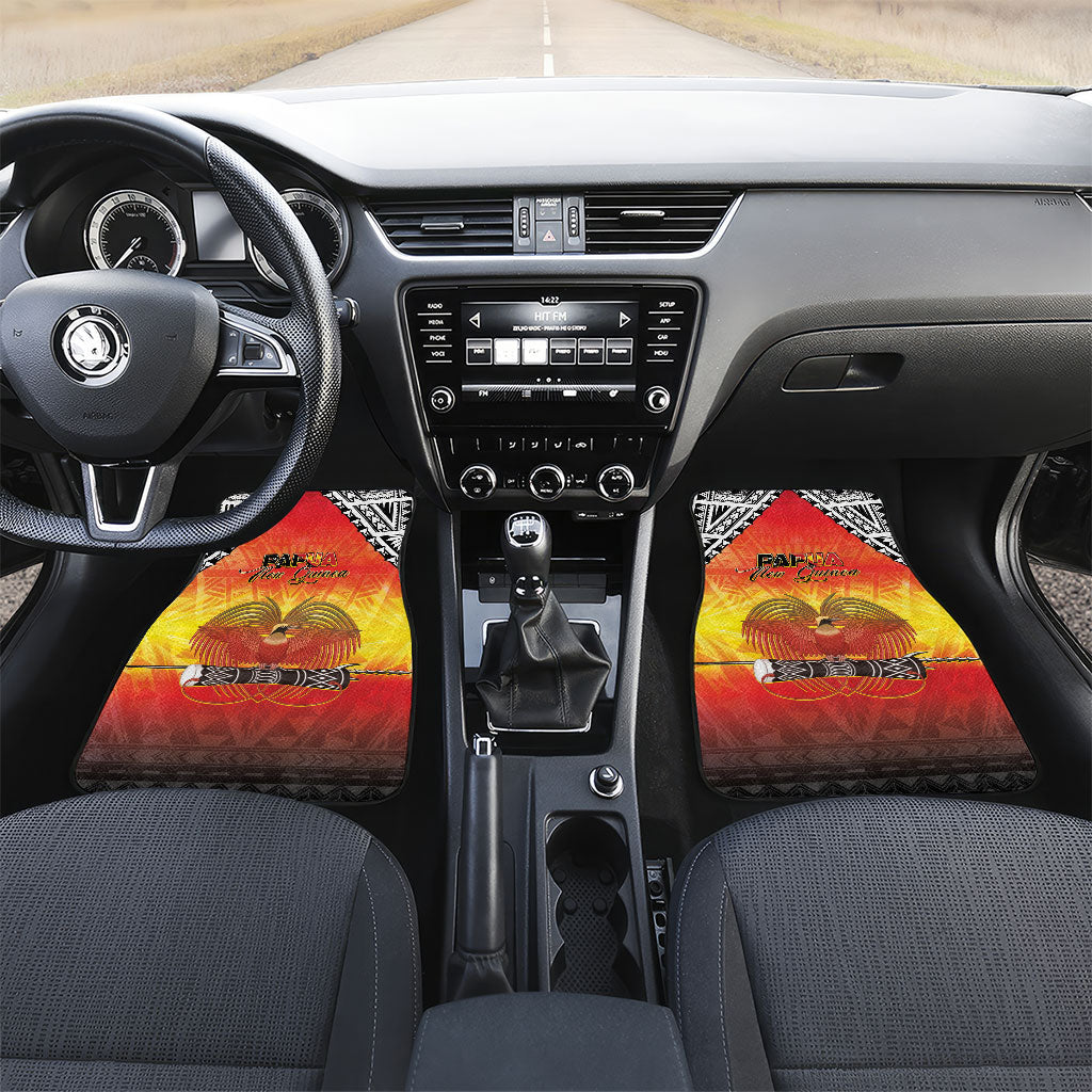 Papua New Guinea Independence Day Car Mats One People One Nation One PNG LT05 Set 2pcs - Front Yellow - Polynesian Pride