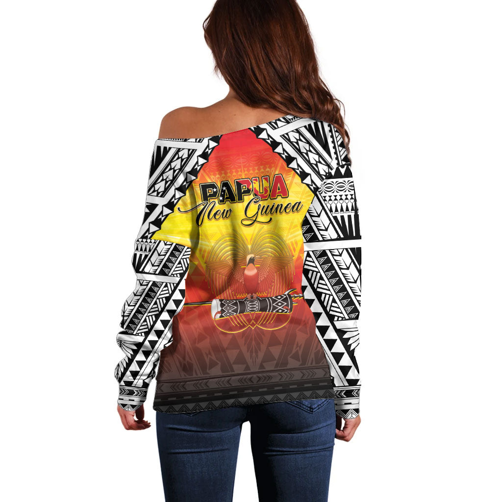 Papua New Guinea Independence Day Off Shoulder Sweater One People One Nation One PNG LT05 - Polynesian Pride