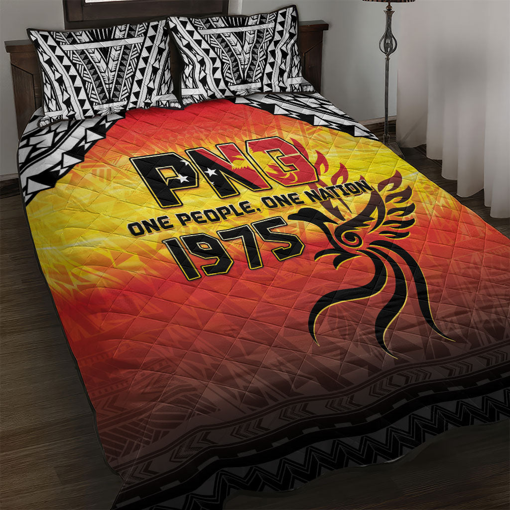 Papua New Guinea Independence Day Quilt Bed Set One People One Nation One PNG LT05 Yellow - Polynesian Pride