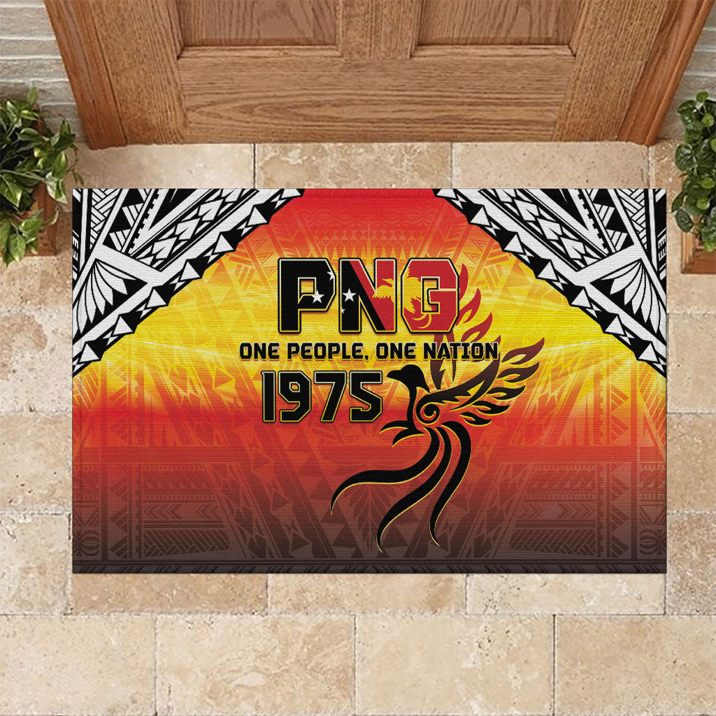 Papua New Guinea Independence Day Rubber Doormat One People One Nation One PNG LT05 Yellow - Polynesian Pride
