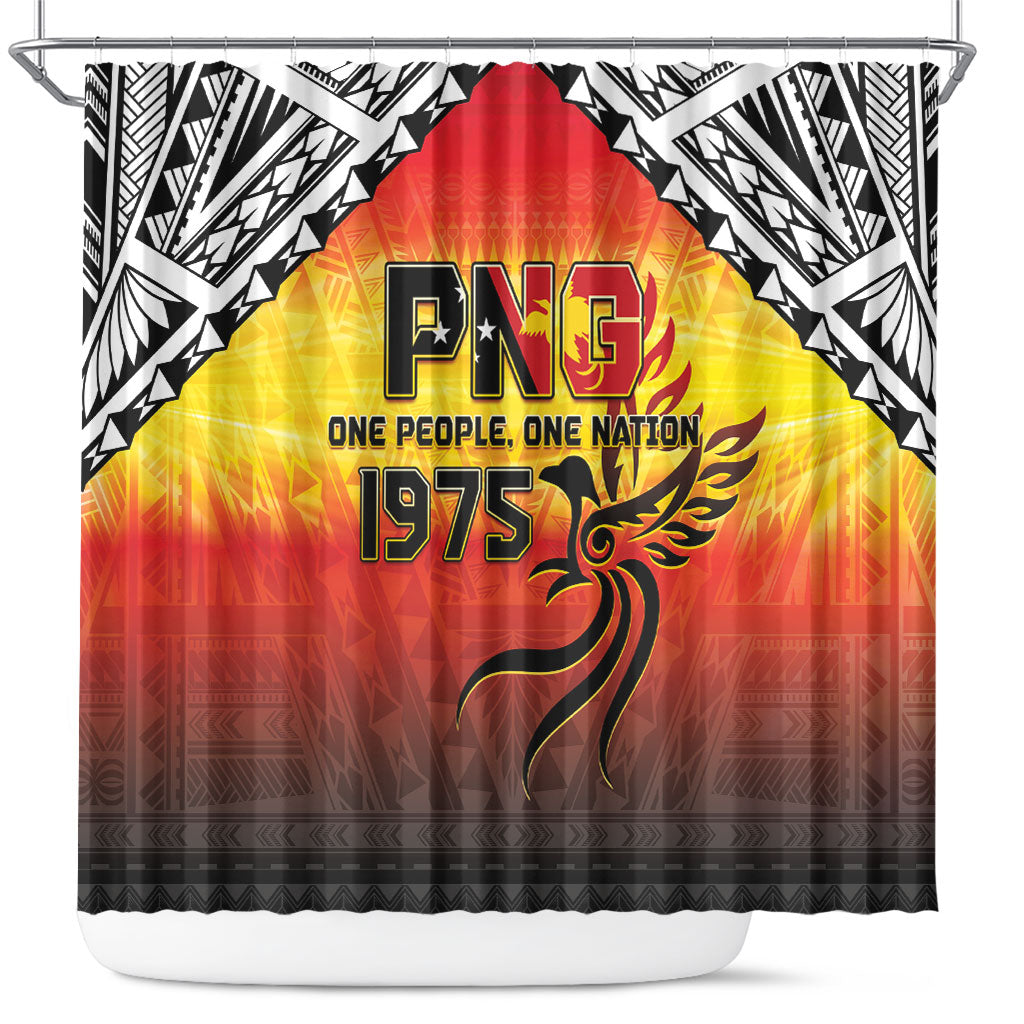 Papua New Guinea Independence Day Shower Curtain One People One Nation One PNG LT05 Yellow - Polynesian Pride