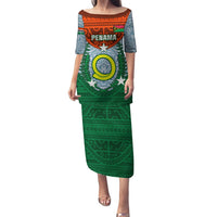 Personalized Vanuatu Penama Province Puletasi Vanuatuan Coat Of Arms Polynesian Pattern LT05 Long Dress Green - Polynesian Pride