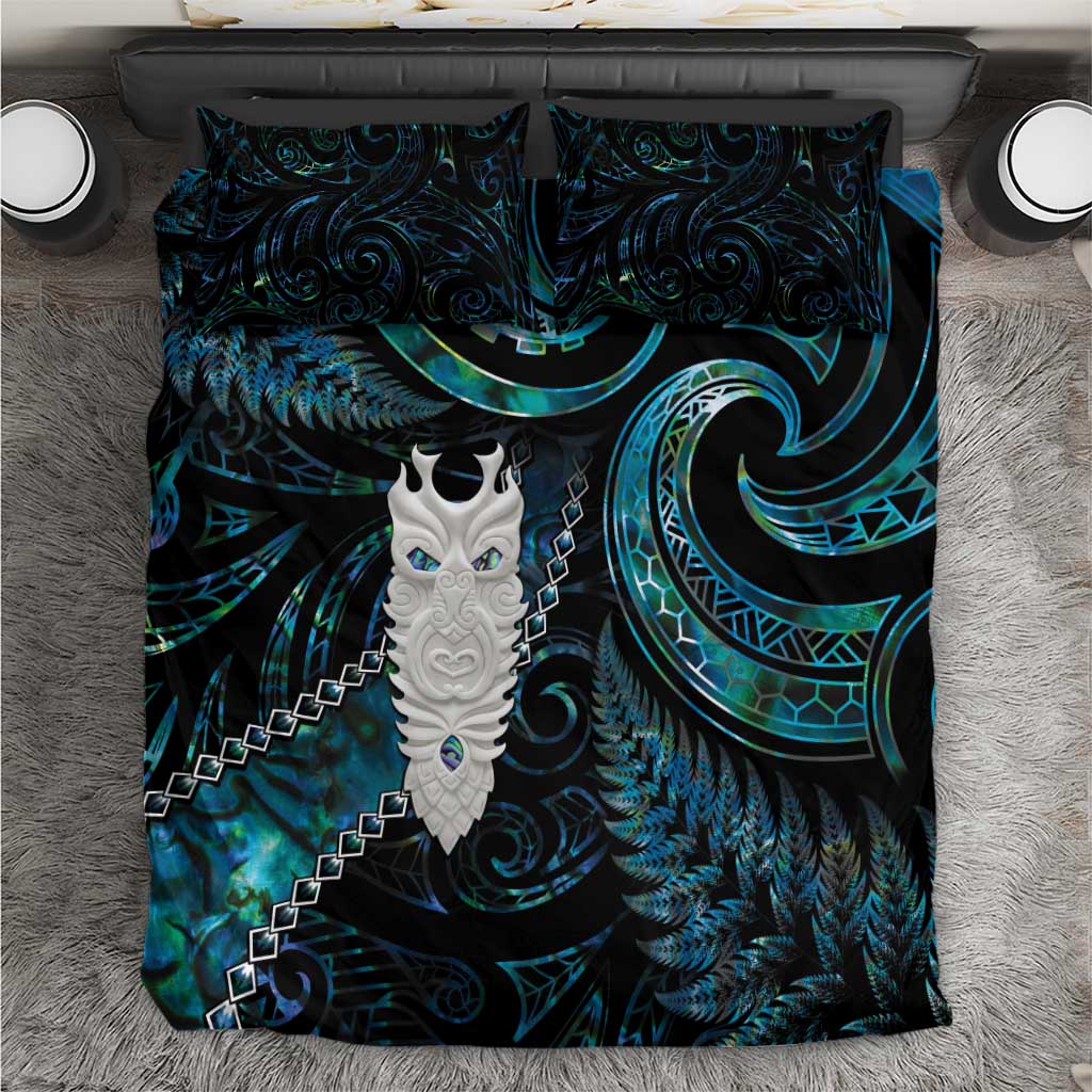 New Zealand Aotearoa Bedding Set Maori Tane Te Waiora Paua Shell Glitter Turquoise LT05 Turquoise - Polynesian Pride