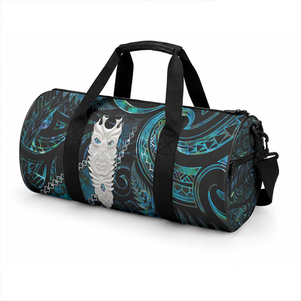 New Zealand Aotearoa Duffle Bag Maori Tane Te Waiora Paua Shell Glitter Turquoise LT05 - Polynesian Pride