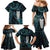 New Zealand Aotearoa Family Matching Mermaid Dress and Hawaiian Shirt Maori Tane Te Waiora Paua Shell Glitter Turquoise