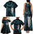 New Zealand Aotearoa Family Matching Tank Maxi Dress and Hawaiian Shirt Maori Tane Te Waiora Paua Shell Glitter Turquoise