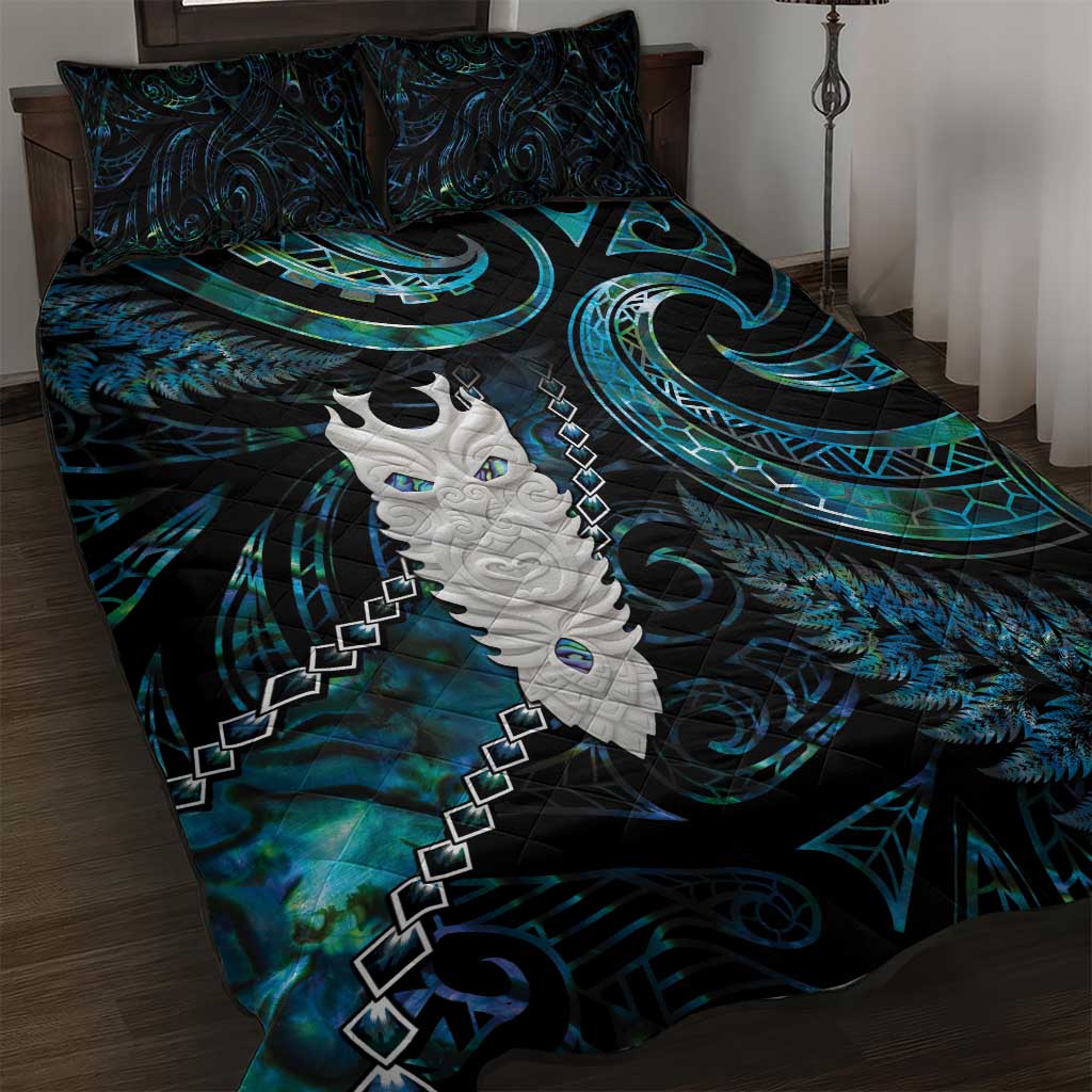 New Zealand Aotearoa Quilt Bed Set Maori Tane Te Waiora Paua Shell Glitter Turquoise