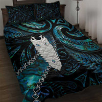New Zealand Aotearoa Quilt Bed Set Maori Tane Te Waiora Paua Shell Glitter Turquoise LT05 Turquoise - Polynesian Pride