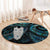 New Zealand Aotearoa Round Carpet Maori Tane Te Waiora Paua Shell Glitter Turquoise