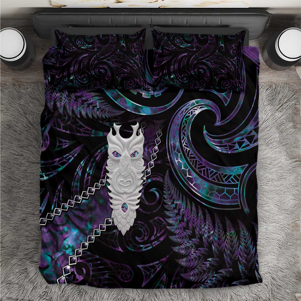New Zealand Aotearoa Bedding Set Maori Tane Te Waiora Paua Shell Glitter Purple LT05 Purple - Polynesian Pride