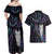 New Zealand Aotearoa Couples Matching Off Shoulder Maxi Dress and Hawaiian Shirt Maori Tane Te Waiora Paua Shell Glitter Purple