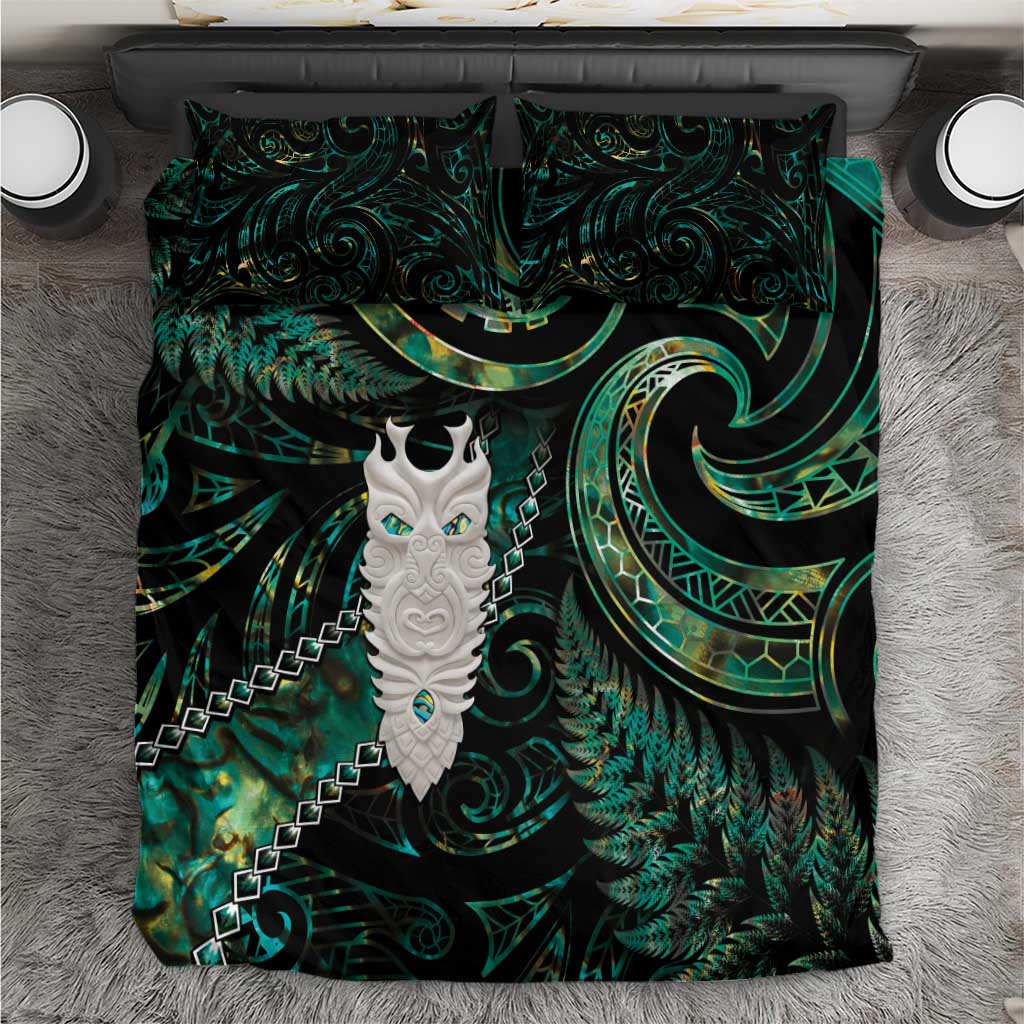 New Zealand Aotearoa Bedding Set Maori Tane Te Waiora Paua Shell Glitter Green LT05 Green - Polynesian Pride