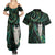 New Zealand Aotearoa Couples Matching Summer Maxi Dress and Hawaiian Shirt Maori Tane Te Waiora Paua Shell Glitter Green